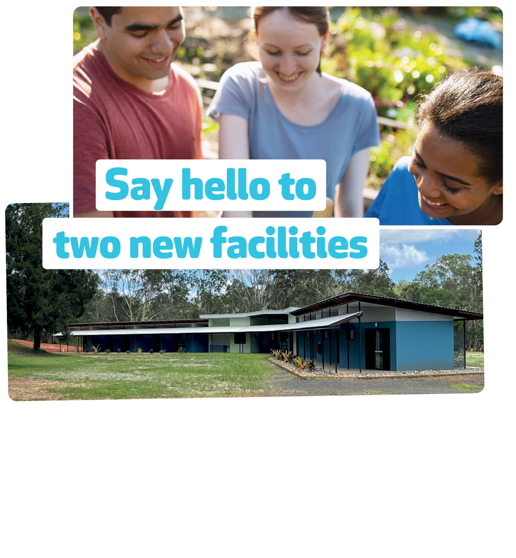 Young people outside and new facilities