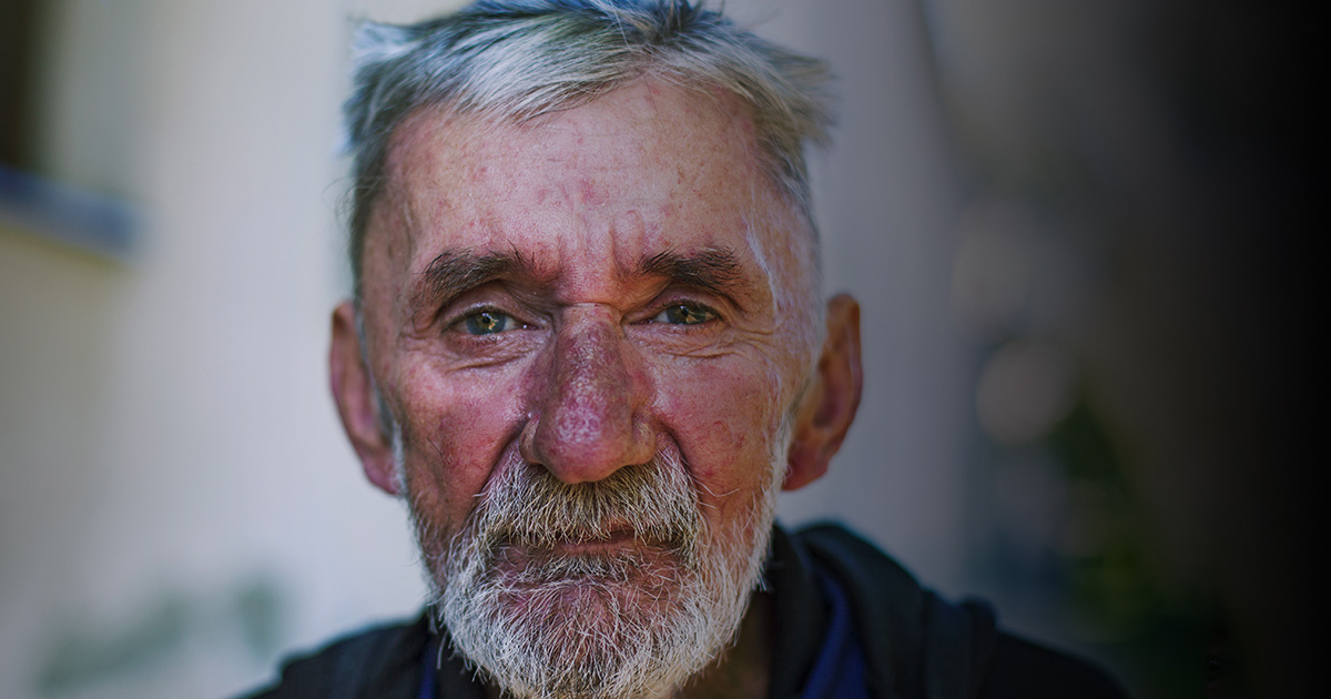 Elderly homeless man
