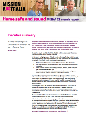 Screenshot of Home safe and sound: MISHA snapshot report - 2013