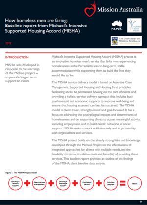 Screenshot of How homeless men are faring: Baseline report from Michael’s Intensive Supported Housing Accord (MISHA) - 2012 