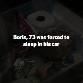 Boris, 73 was forced to sleep in his car