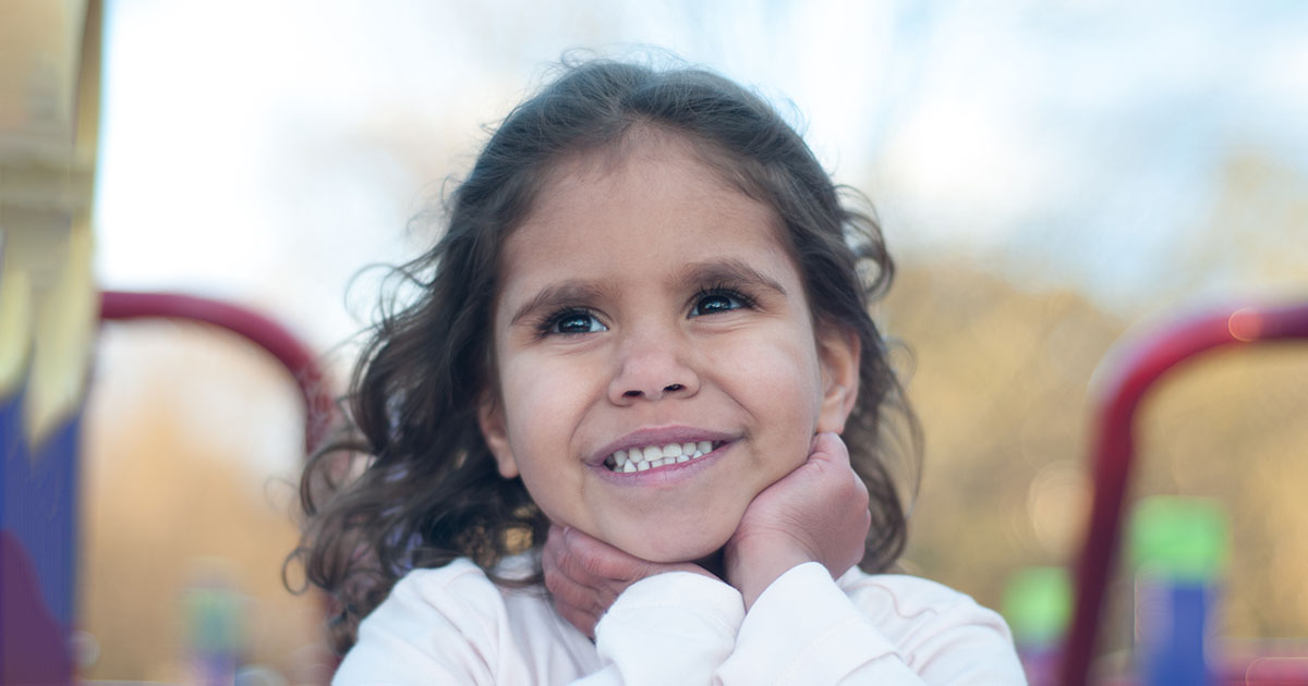 Indigenous girl looking happy