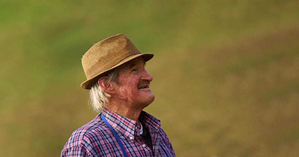 Old grandpa looking hopeful