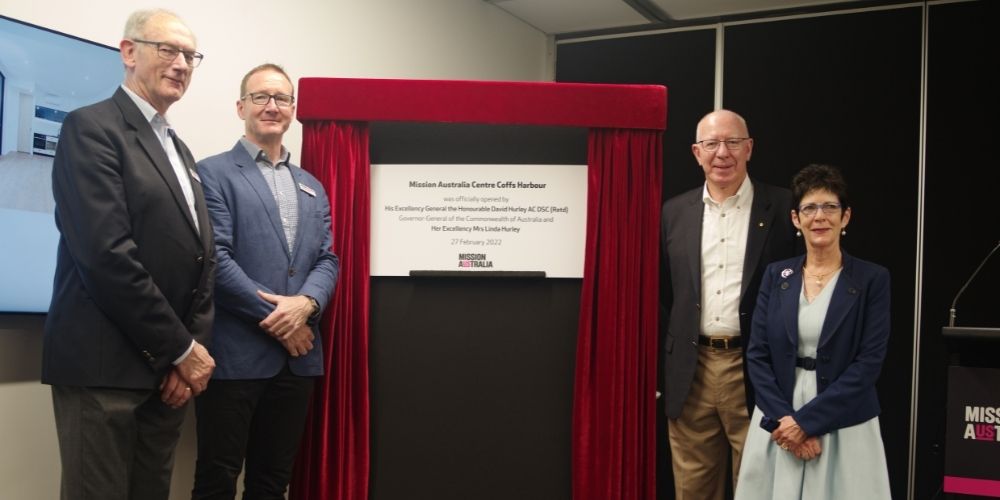 Chairman Ken Dean, CEO James Toomey, His Excellency General the Honourable David Hurley ACDSC (Retd), Governor-General of the Commonwealth of Australia, and Her Excellency Mrs Linda Hurley attend the opening of Coffs Harbour