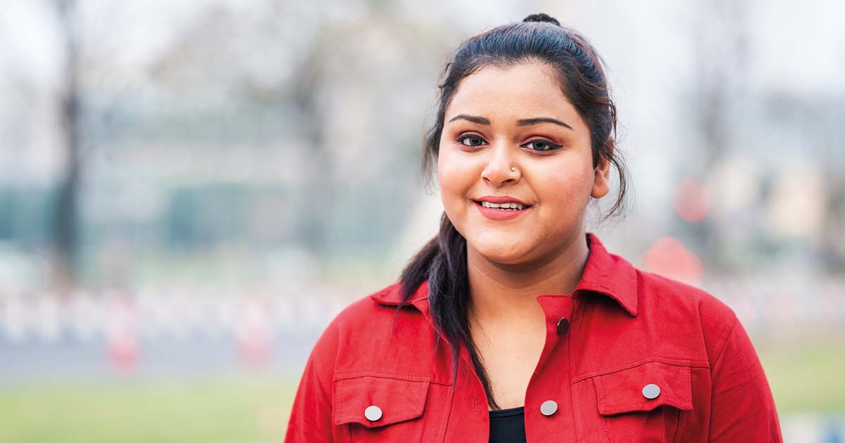 Young female smiling