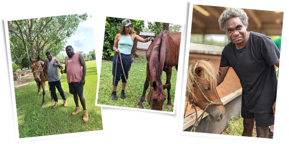 MAARTS participants standing and working with horses