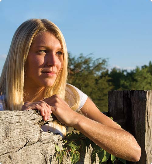 Young woman looking happy