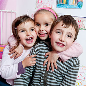 Group of children looking happy