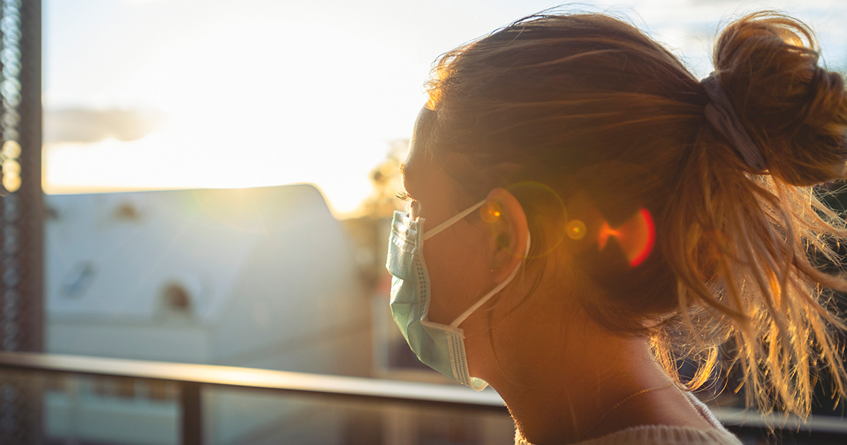 Young woman observing the future