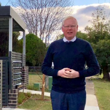 Image of Minister Gareth Ward at the completion of the 19-apartment complex in Kingswood 