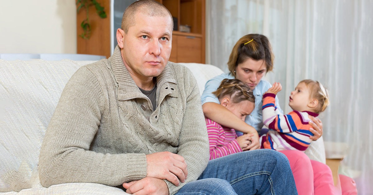 A sad family looking worried