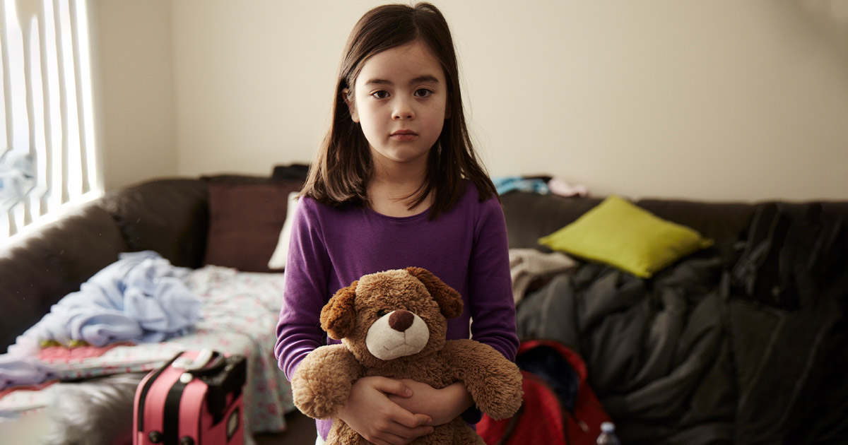 A homeless girl looking worried