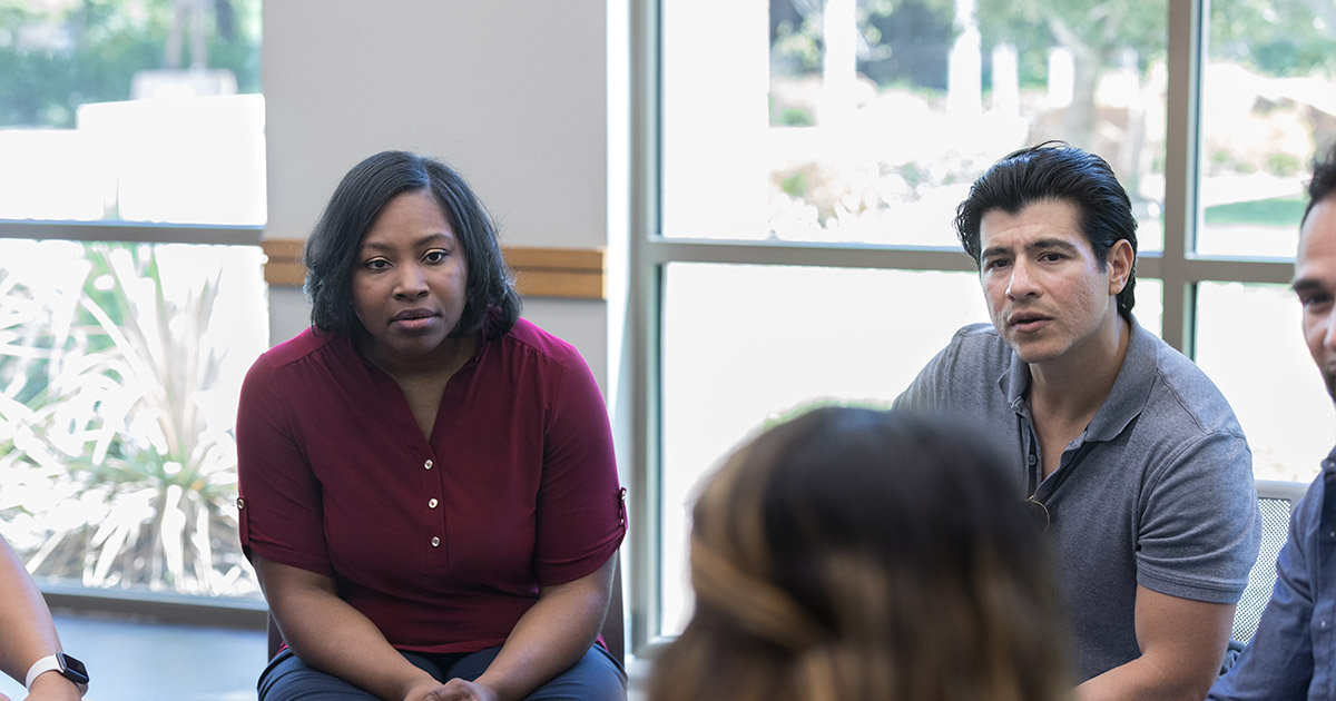 Rehab group listening to each other