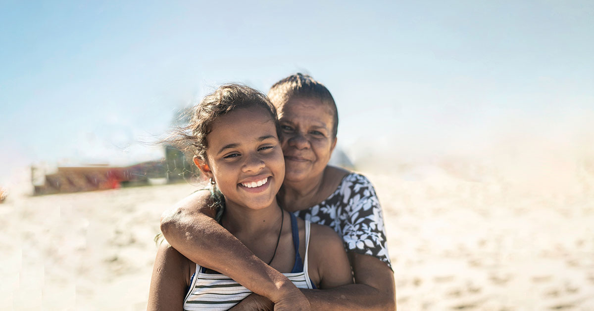 Aboriginal women looking happy