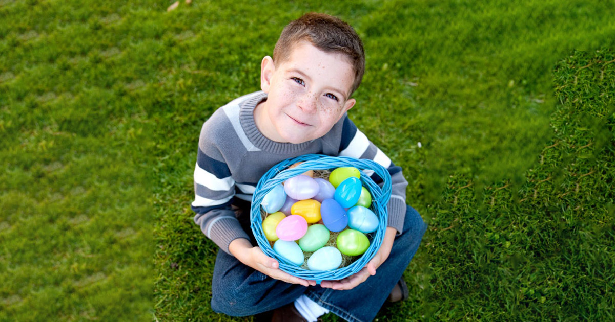 Kid with easter eggs