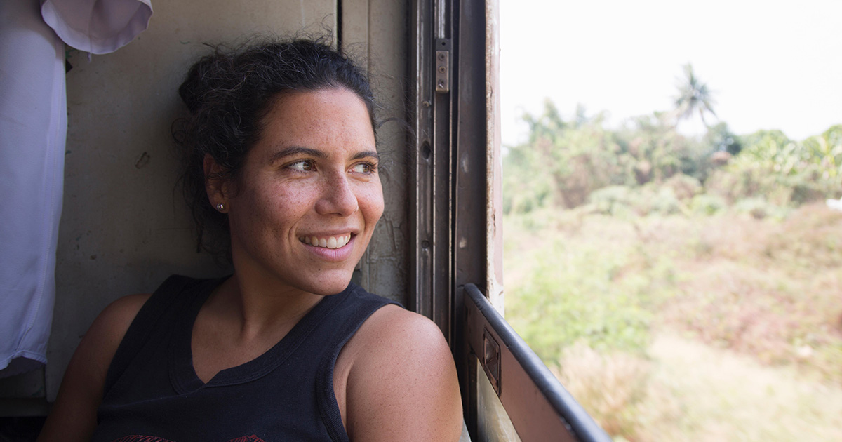 A woman looking relieved