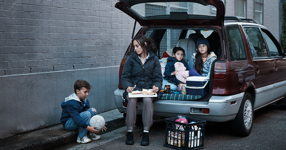 Homelessness family in car