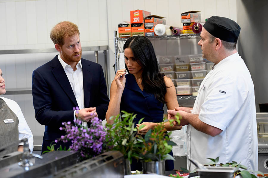 The Duke and Duchess having conversation with Charcoal Lane chef