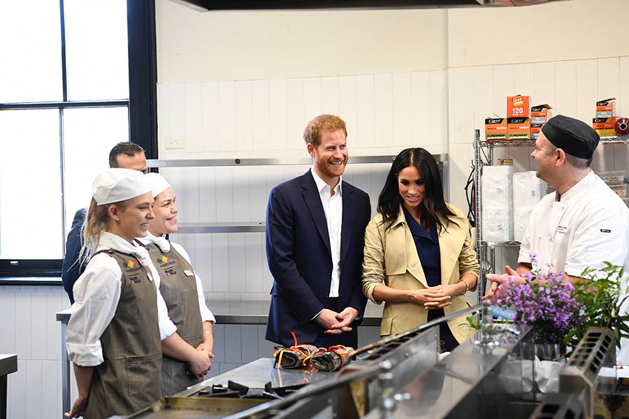 The Duke and Duchess having conversation with Charcoal Lane chef