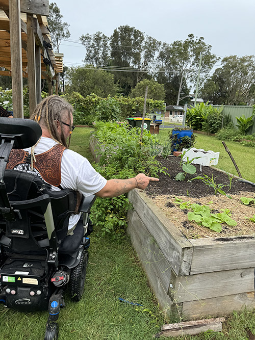 Connor on his garden