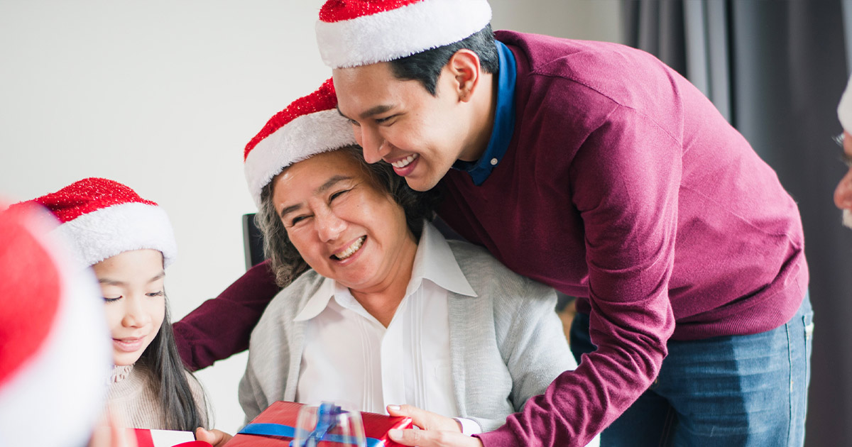 Family together in Christmas