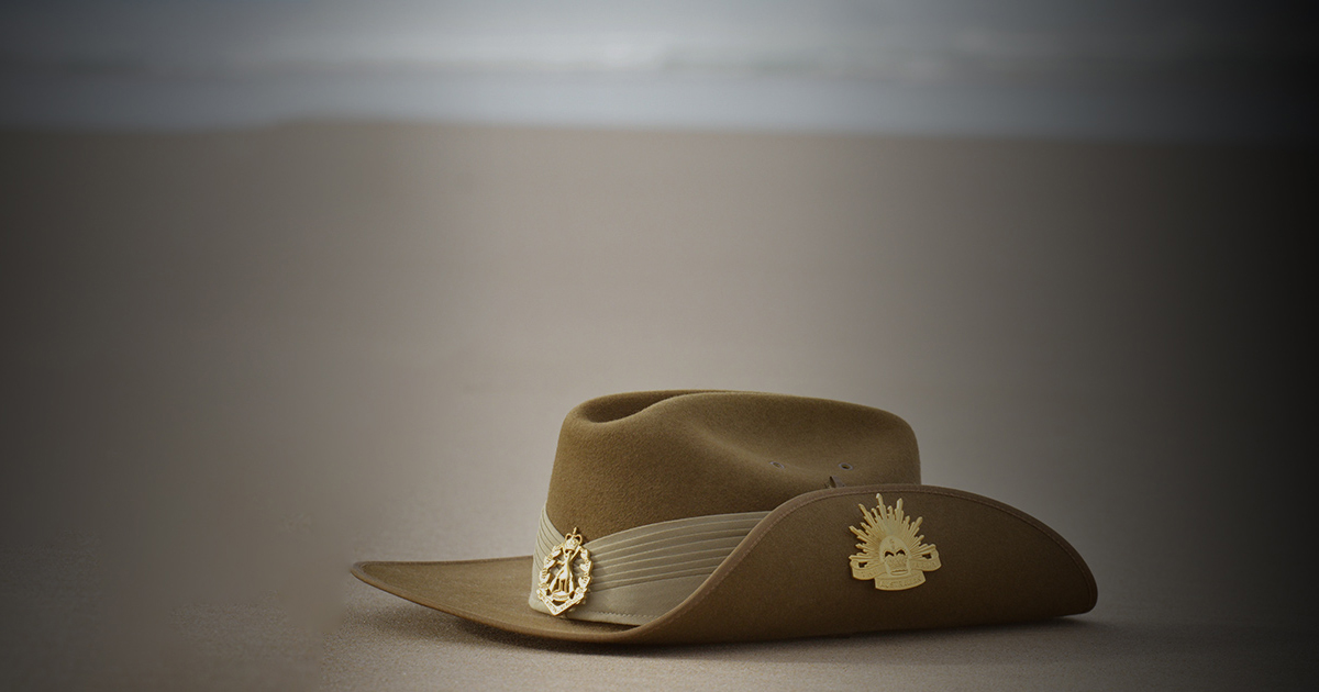 ANZAC hat on the beach