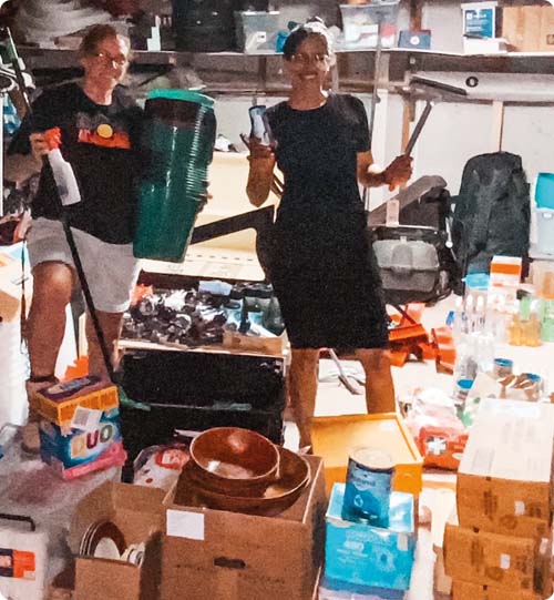 Store room filled with flood relief goods