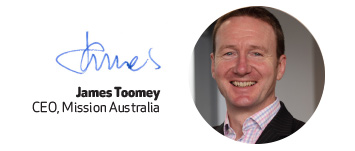James Toomey image and signature, CEO Mission Australia