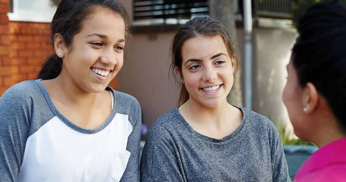 girls smiling