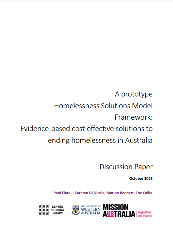 Prototype Homelessness Solutions Model Framework Cover