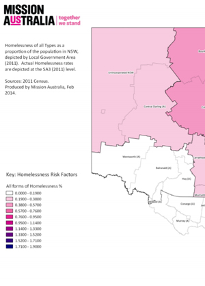 Screenshot of Housing and homelessness hotspots in NSW document