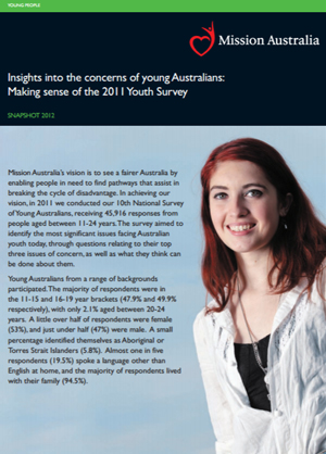 Screenshot of Insights into the concerns of young Australians: Making sense of the 2011 Youth Survey document