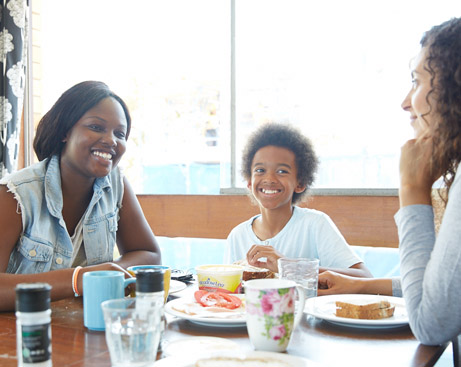 family at dining table